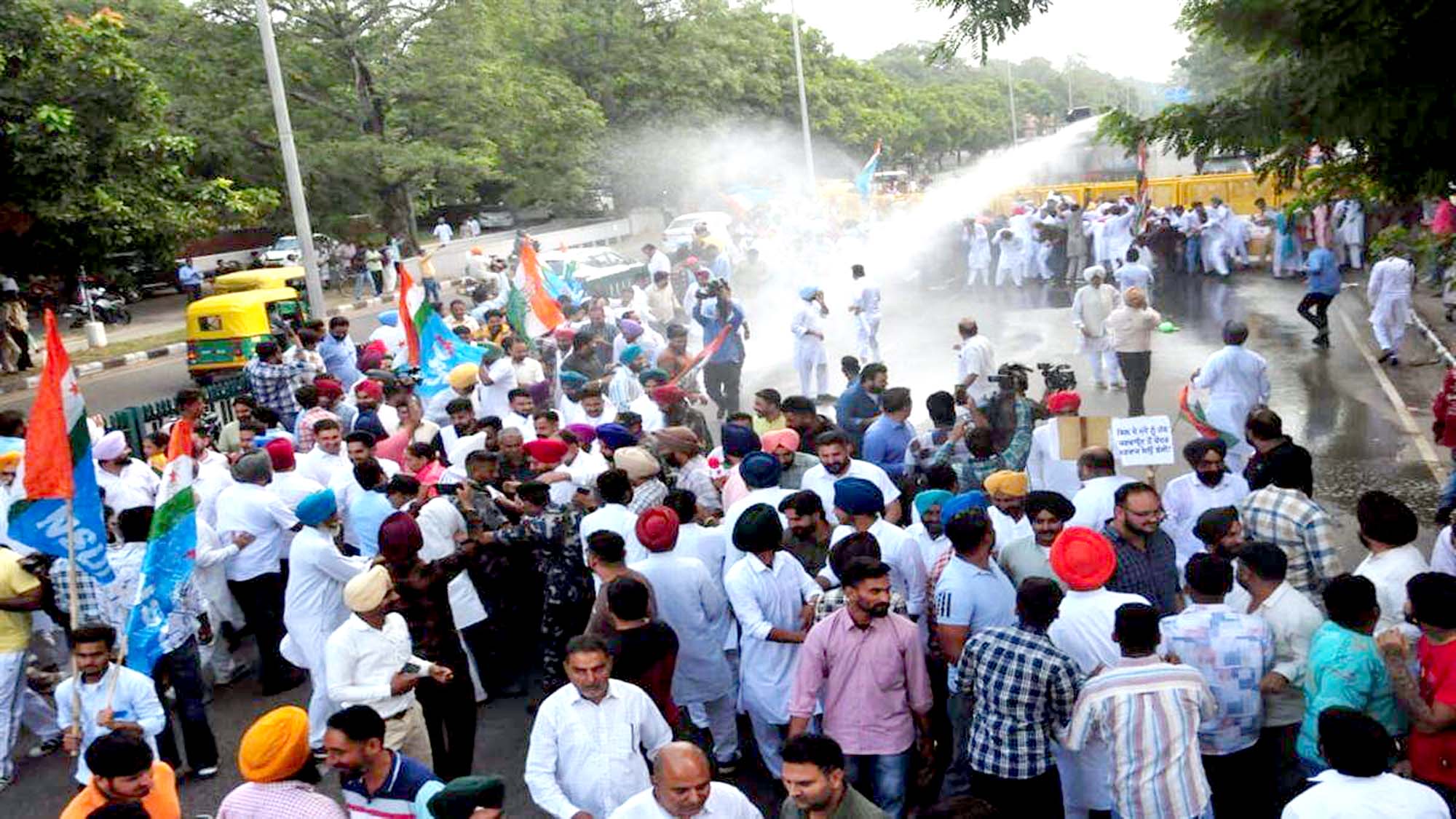 Punjab Congress leader in custody in Chandigarh: He was going to Governor House without permission, police used water cannons